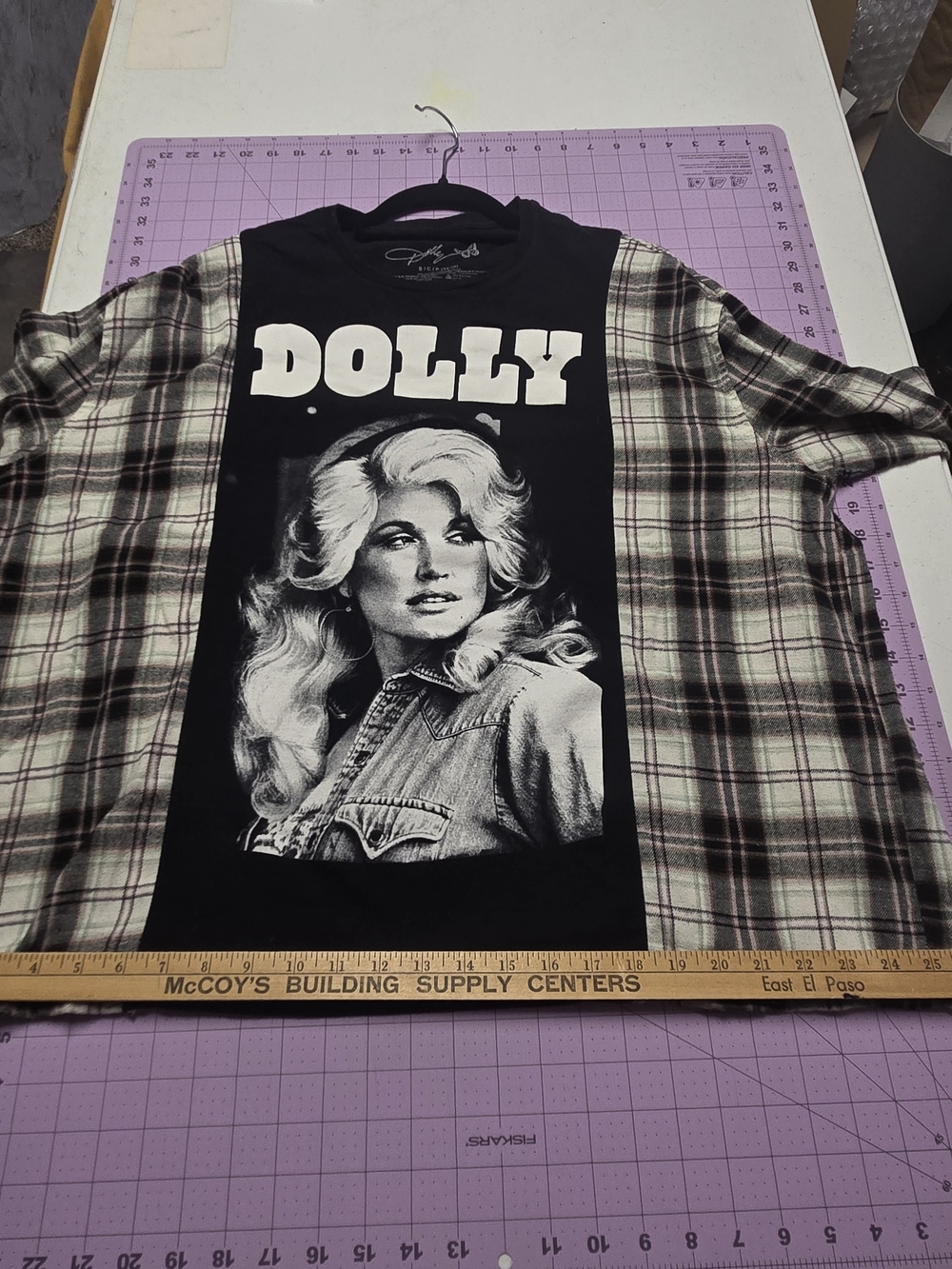 Dolly Parton One-of-a-Kind Upcycled Flannel Sleeve Shirt - Picture 7 of 14